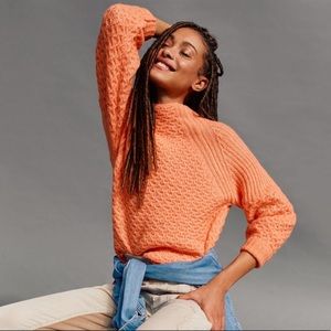 Anthropology Bia Mock Neck Tunic Coral Tunic Sweater. Size M.